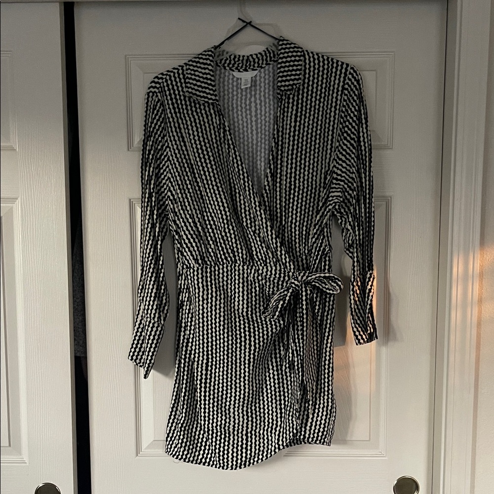 H&M Monochrome Wrap Blouse